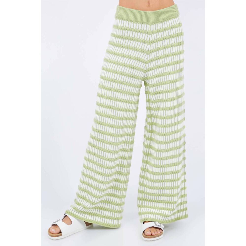 NEW WHITEROOM+CACTUS stripe knit pants in aloe